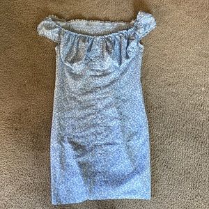 Off the shoulder crunchy blue dress